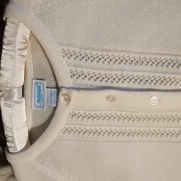 Vintage White Button Sweater Sz PL - Picture 2 of 7